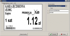 Window from the Market program with sample definitions of labels (label preview window)